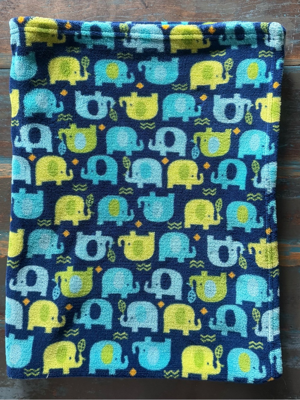 Baby Gear Blanket Blue Green Elephants Lovey 30" x 40"
